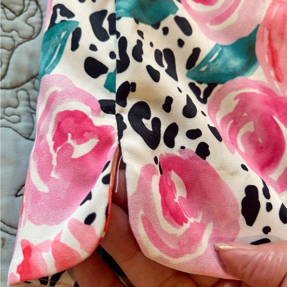 JADE Rose Print Side Scalloped Polished Cotton Stretch Shorts Sz 10 - Picture 3 of 10